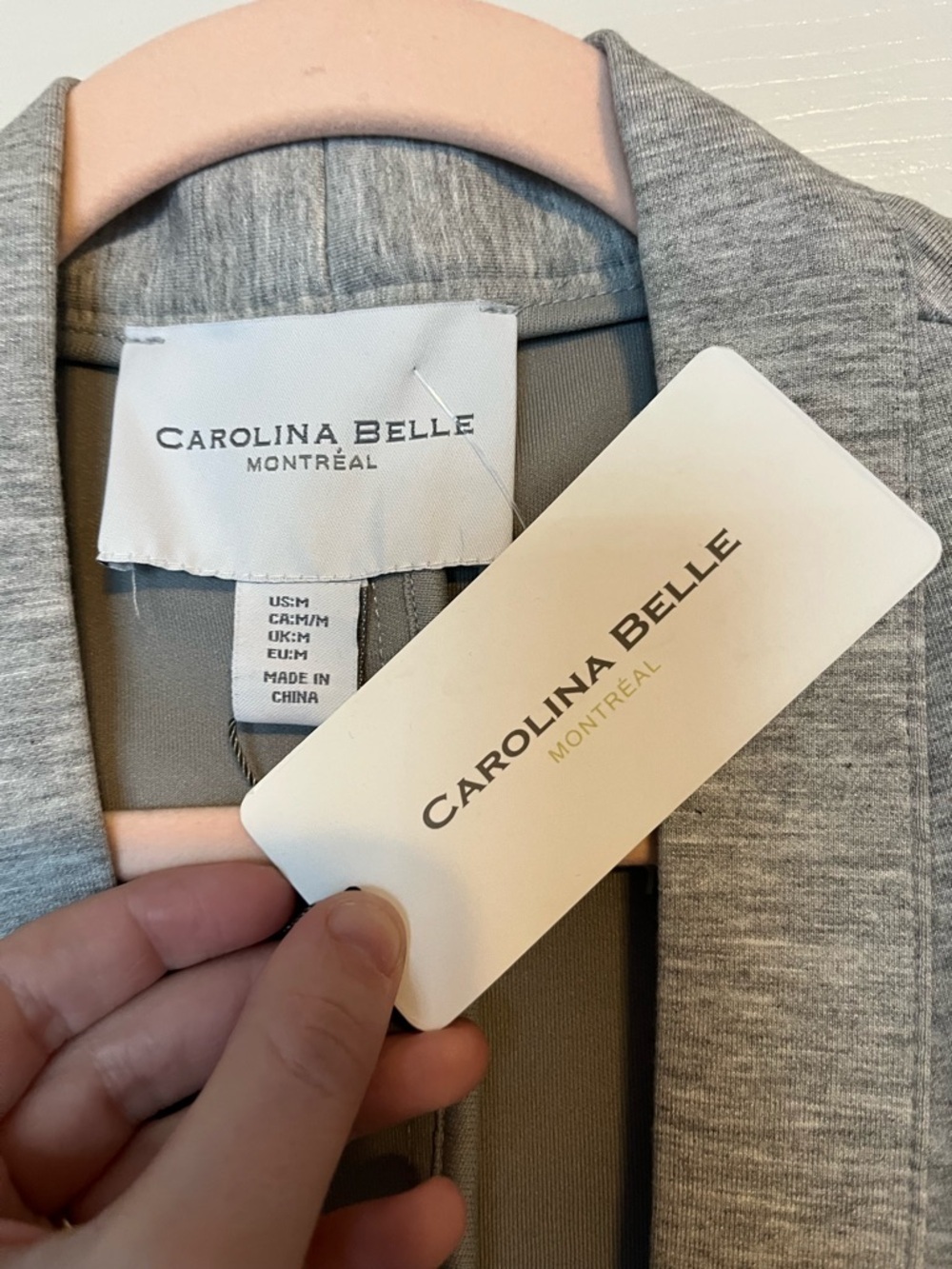 Carolina Belle Light Grey Draped Open-Front Blazer - Picture 2 of 4